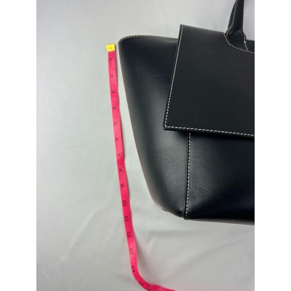 BANANA REPUBLIC Black Women Pebbled Leather Silva Top-Handle Bag Tote MSRP $490 - Picture 11 of 12